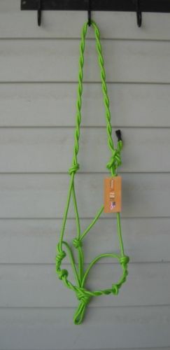 Lime Green Rope Halter 4 Knot Twisted Bitless Bridle